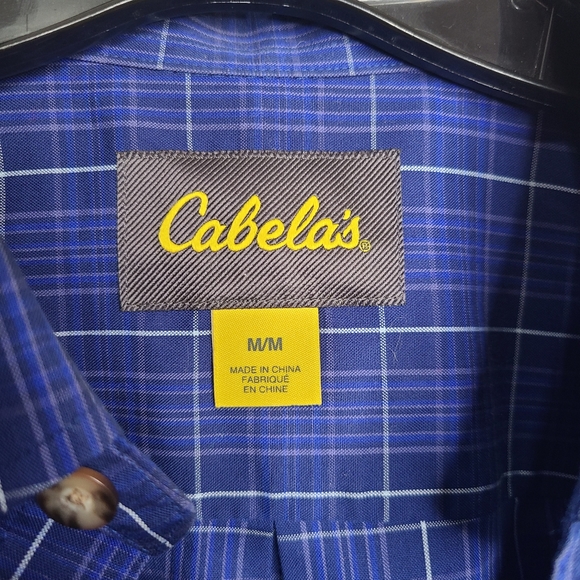 Cabela's Blue Plaid Cotton Button Down Shirt Long Sleeves Men's Size Medium - Picture 2 of 7